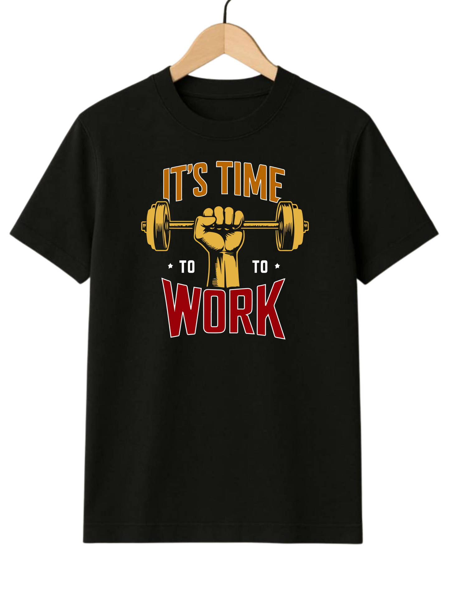 It's Time To Work Regular Fit Black T-shirt