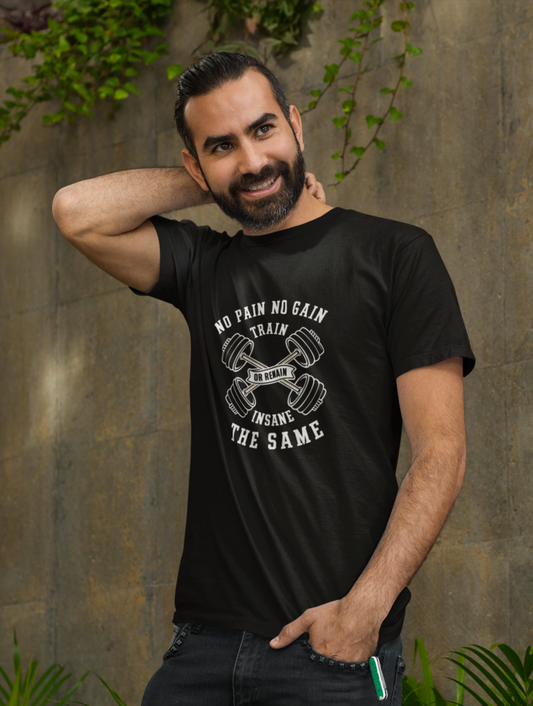 No Pain No Gain Regular Size Fit Black T-shirt