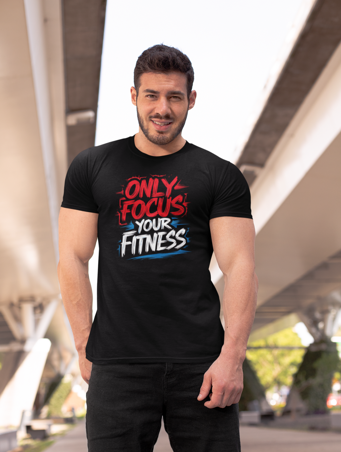 Only Focus Your Fitness Black Regular Fit T-shirt