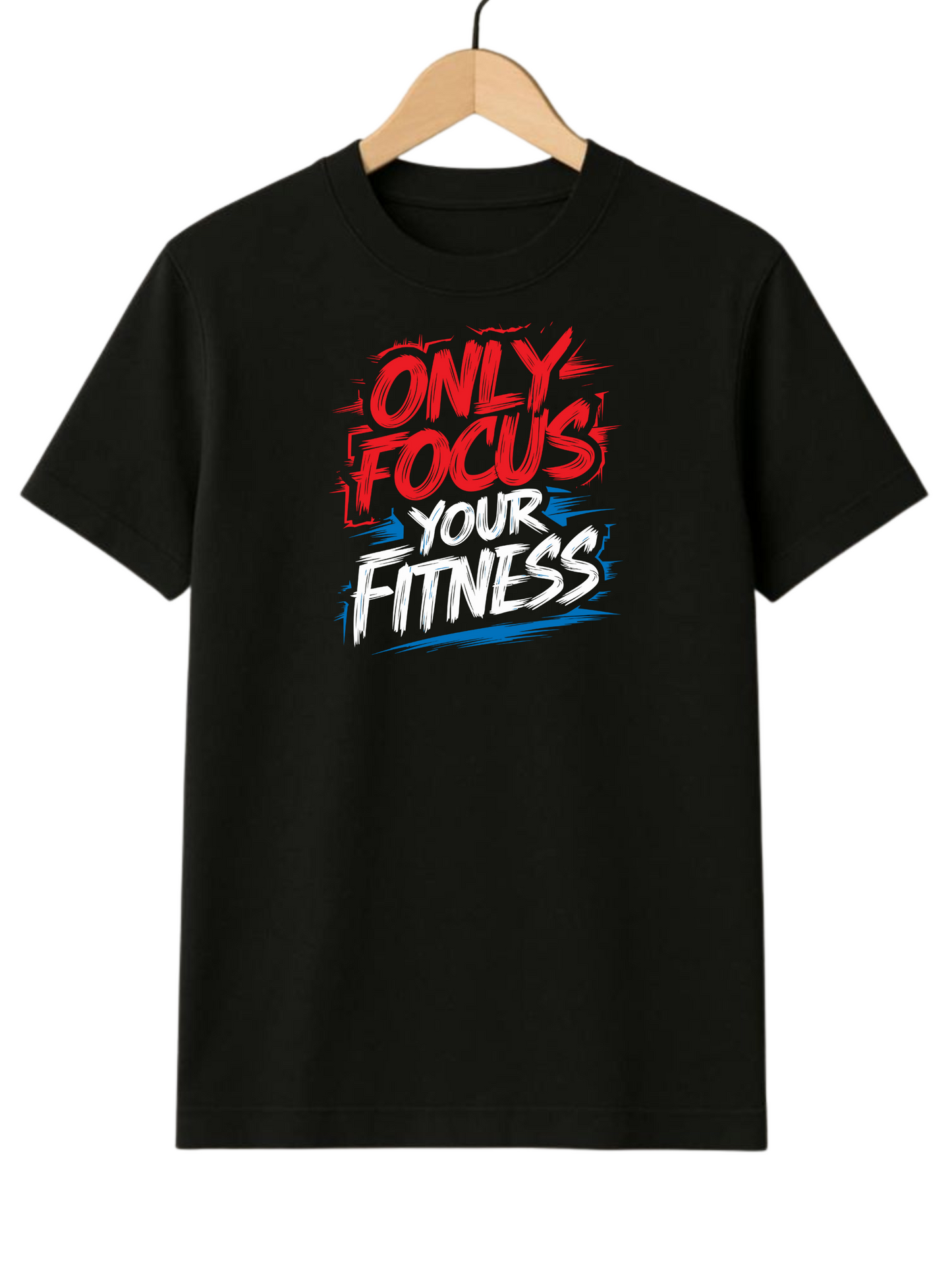 Only Focus Your Fitness Black Regular Fit T-shirt