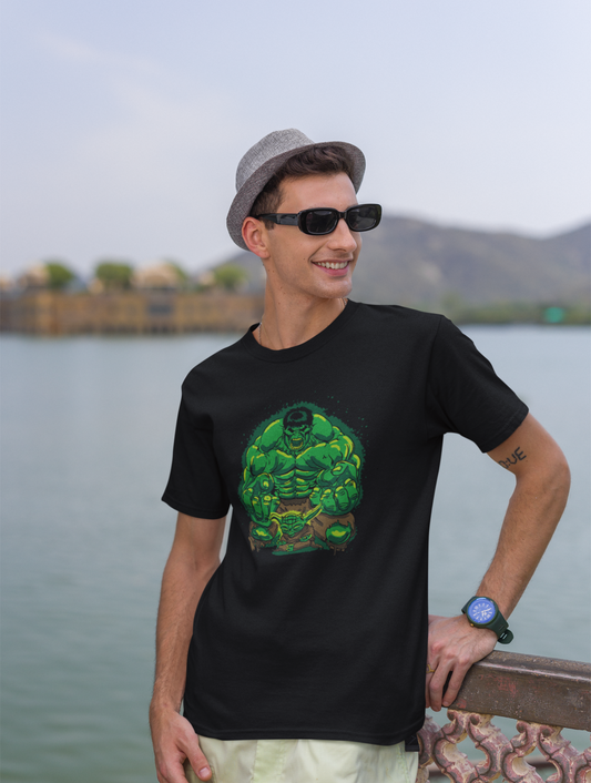 Roaring Hulk Regular Fit Black T-shirt