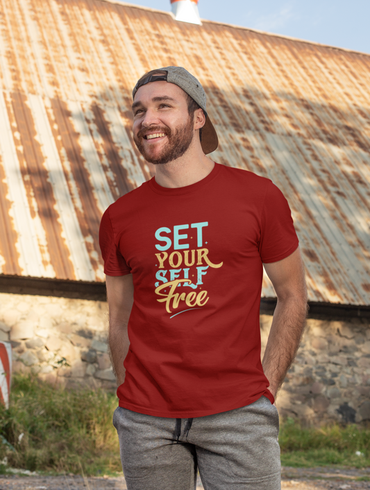 Set Yourself Free Regular Fit Maroon T-shirt