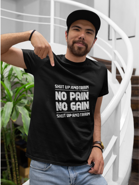 Shut Up And Train Regular Fit Black T-shirt