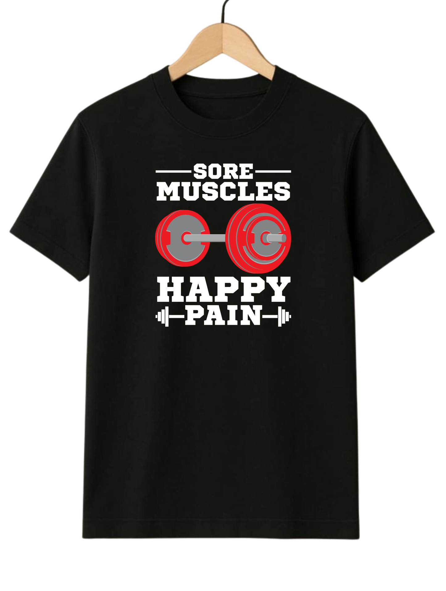 Sore Muscles Happy Pain Regular Fit Black T-shirt