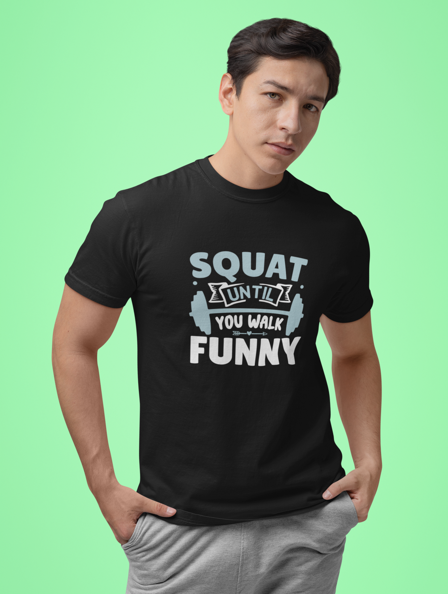Squat Until You Walk Funny Regular Fit Black T-shirt