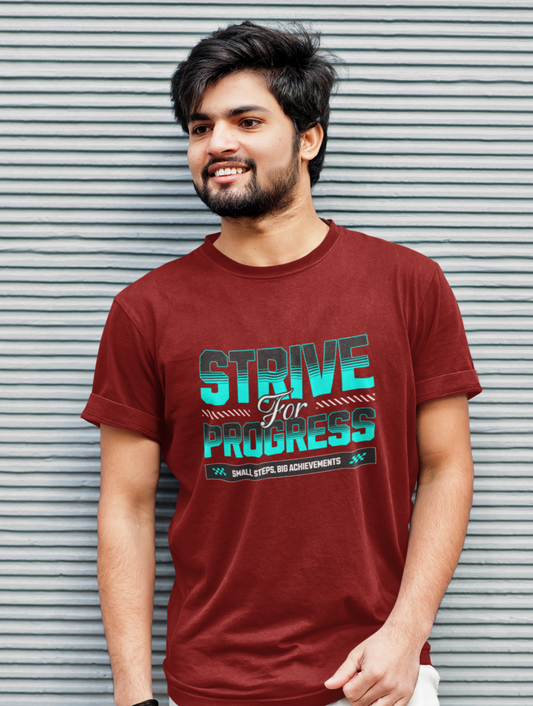 Strive For Progress Regular Fit Maroon T-shirt
