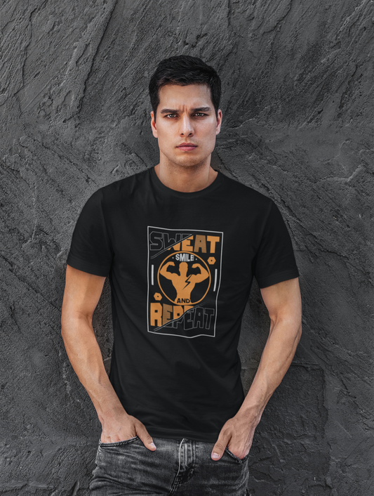 Sweat Smile And Repeat Regular Fit Black T-shirt