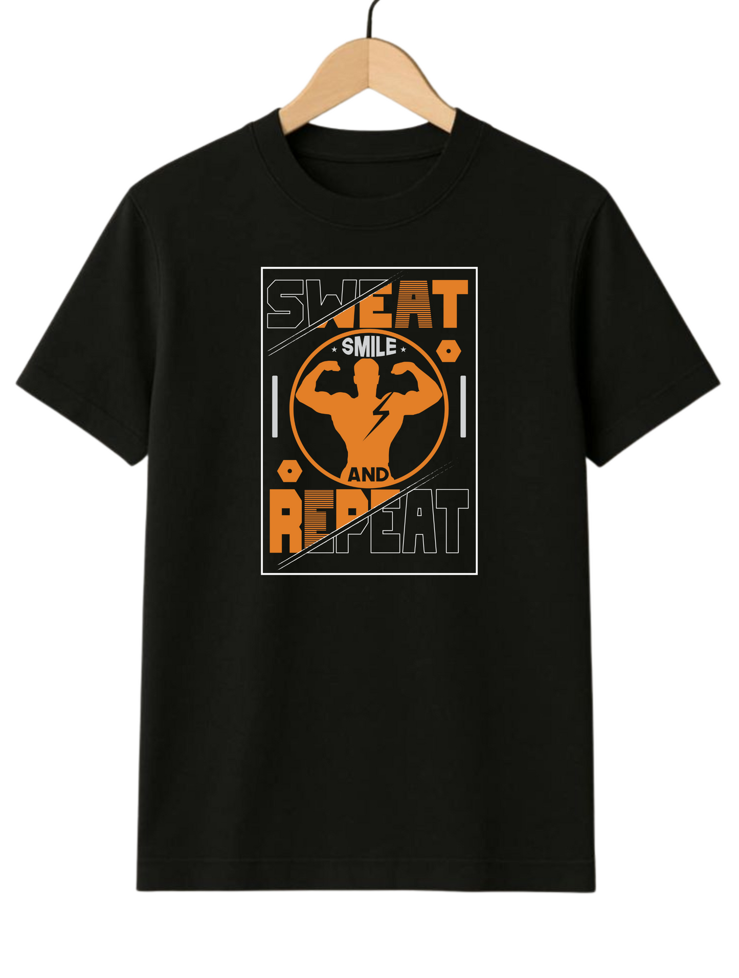 Sweat Smile And Repeat Regular Fit Black T-shirt