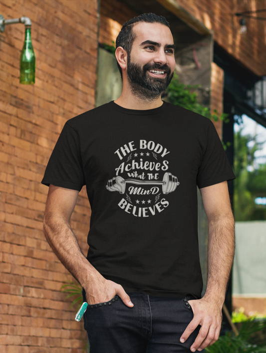 The Body Believes What Mind Believes Regular Fit Black T-shirt