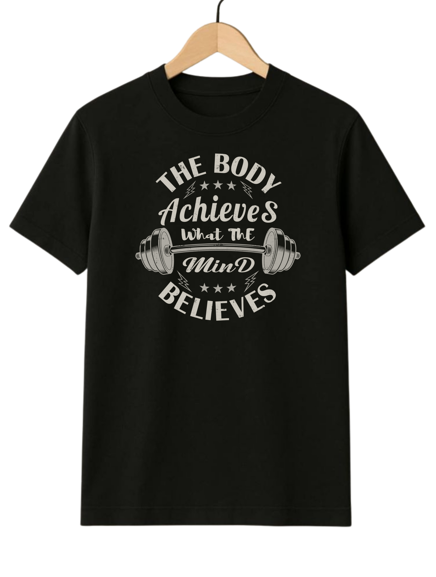 The Body Believes What Mind Believes Regular Fit Black T-shirt