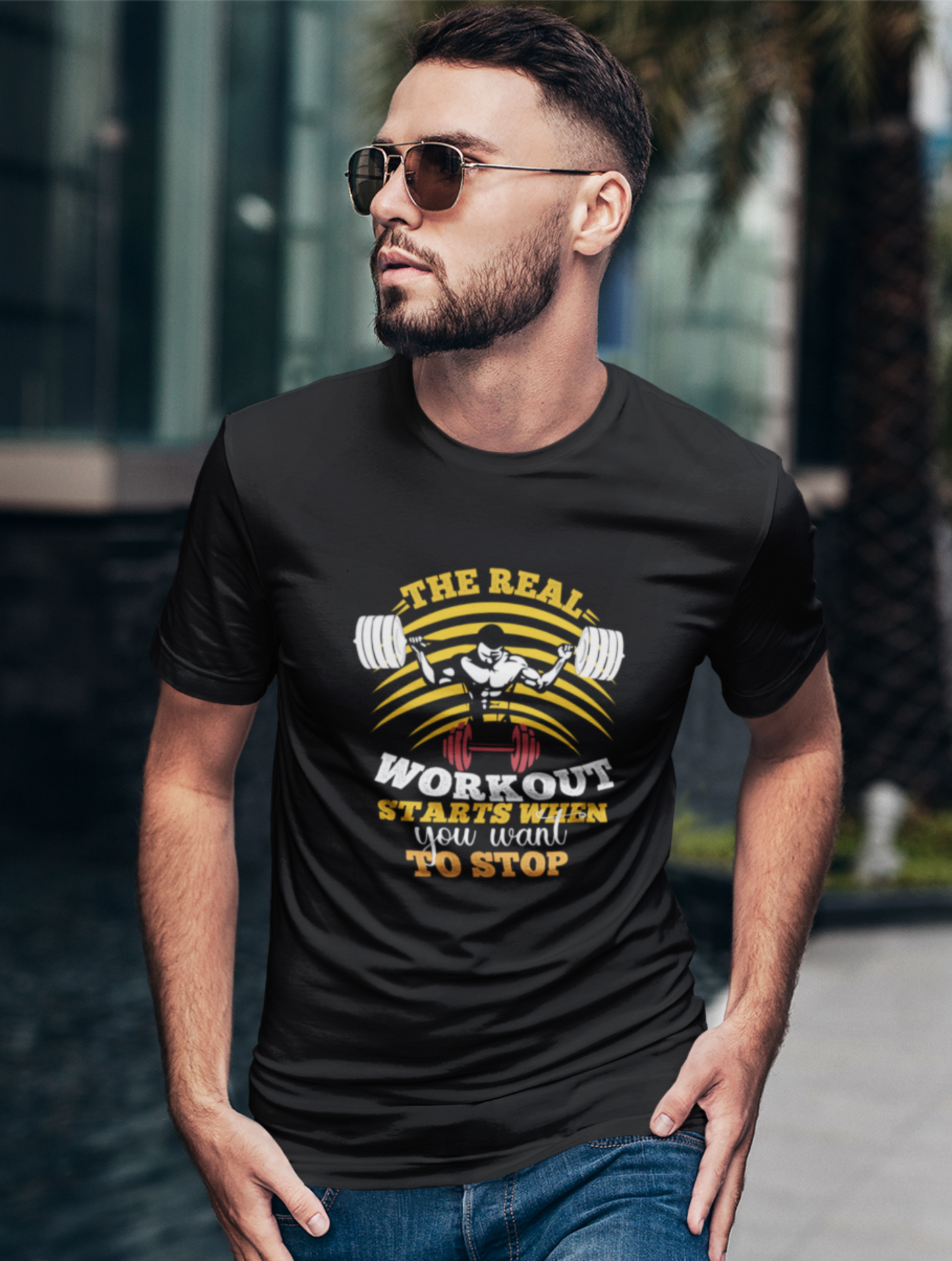 The Real Workout Regular Fit Black T-shirt