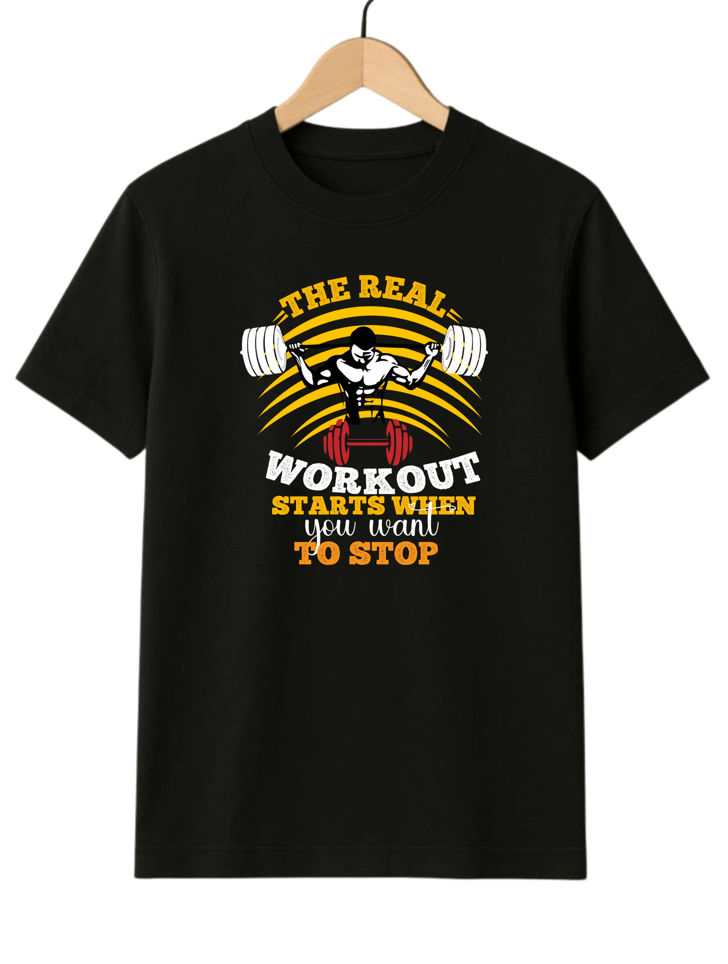 The Real Workout Regular Fit Black T-shirt