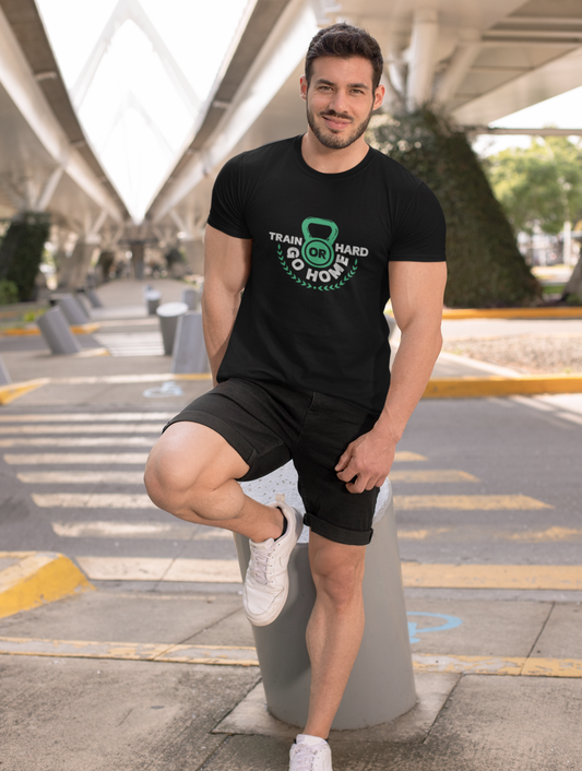 Train Hard Regular Fit Black T-shirt