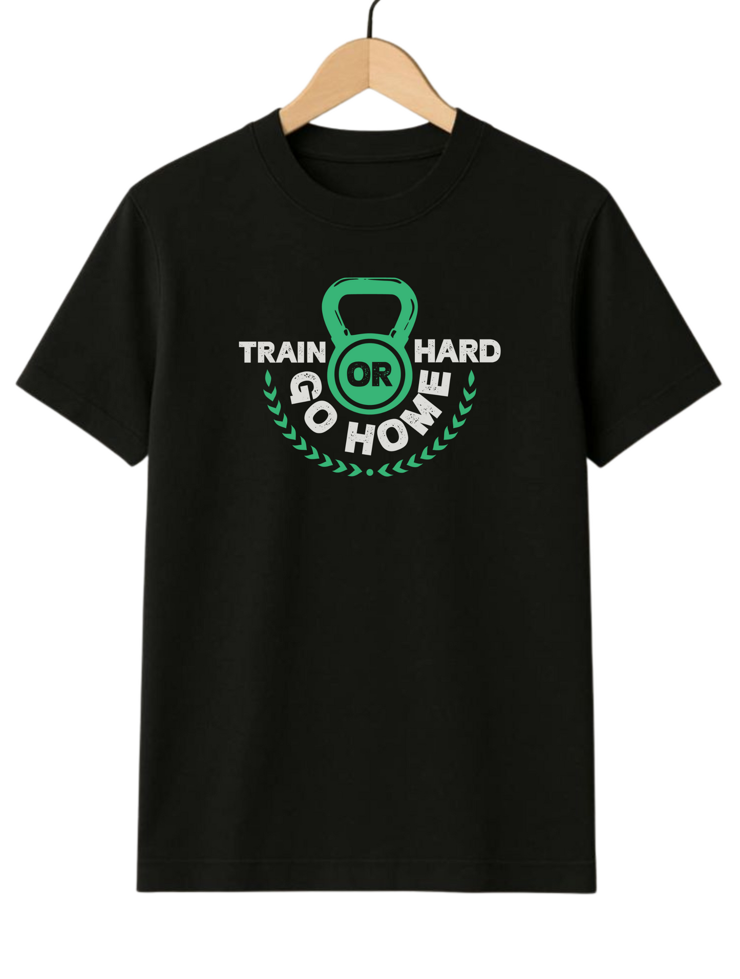 Train Hard Regular Fit Black T-shirt