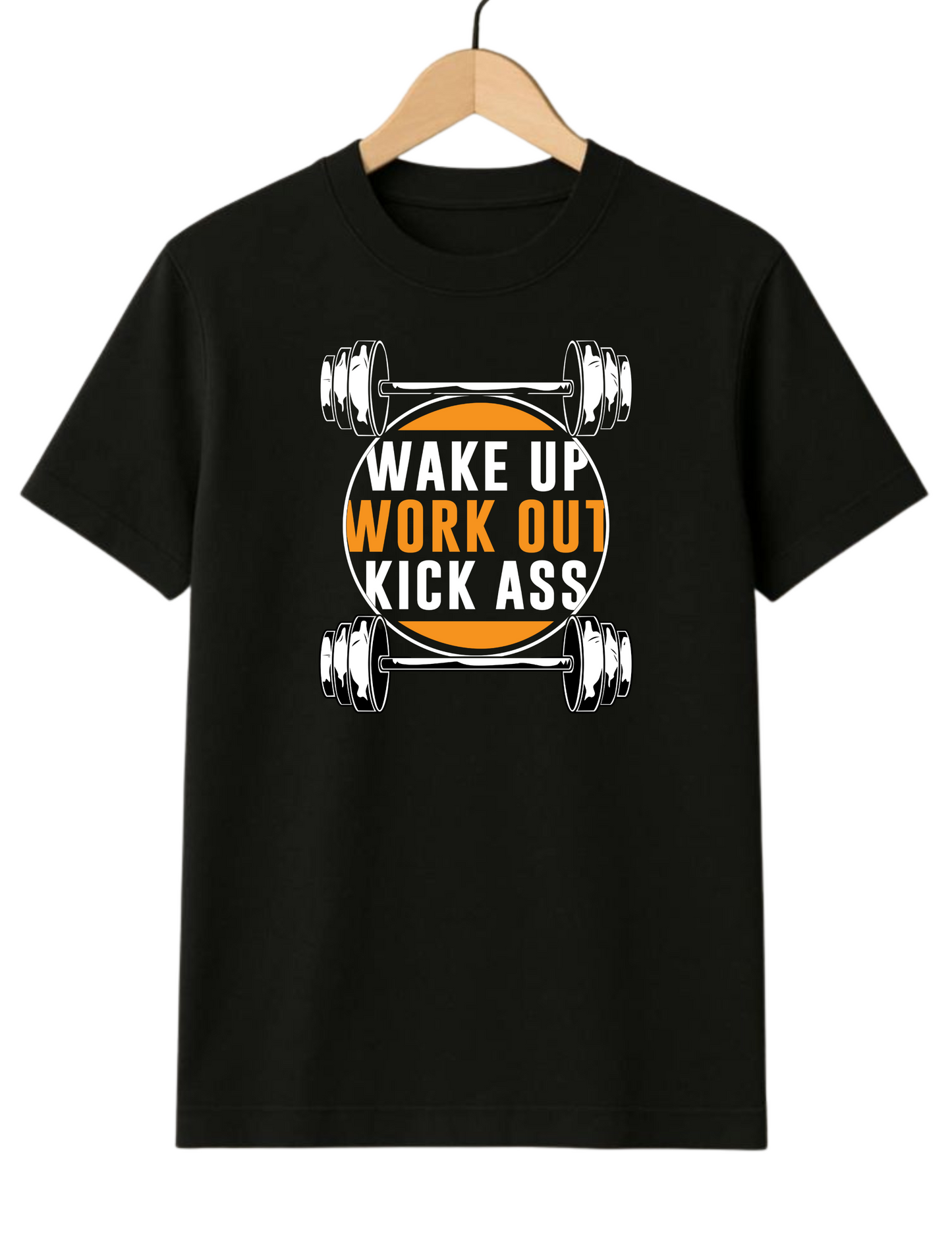 Wake Up Work Out Regular Fit Black T-shirt