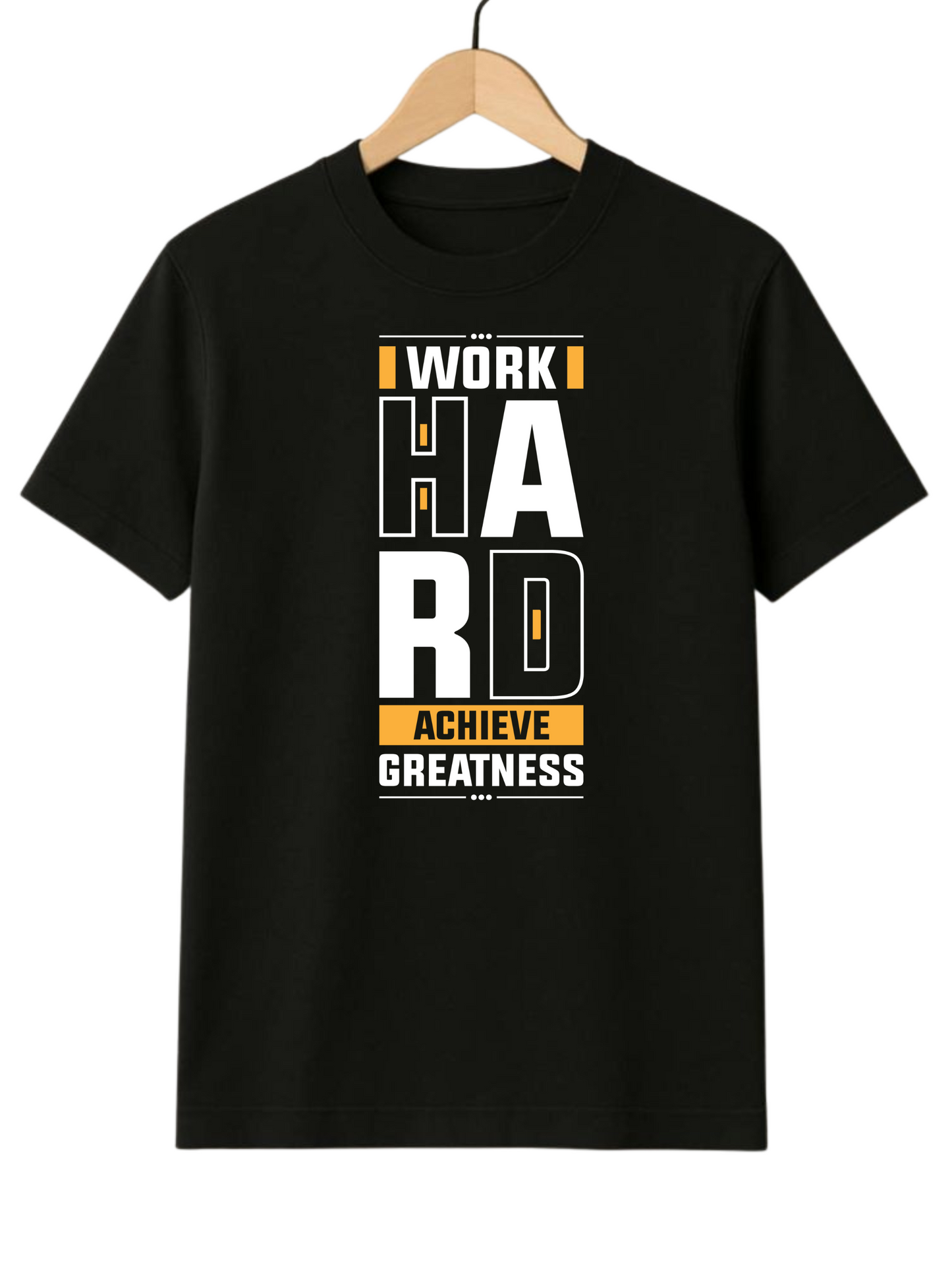 Work Hard Regular Fit Black T-shirt
