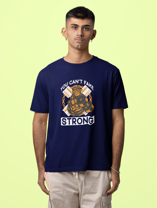 You Can't Fake Strong Navy Blue Regular Fit T-shirt