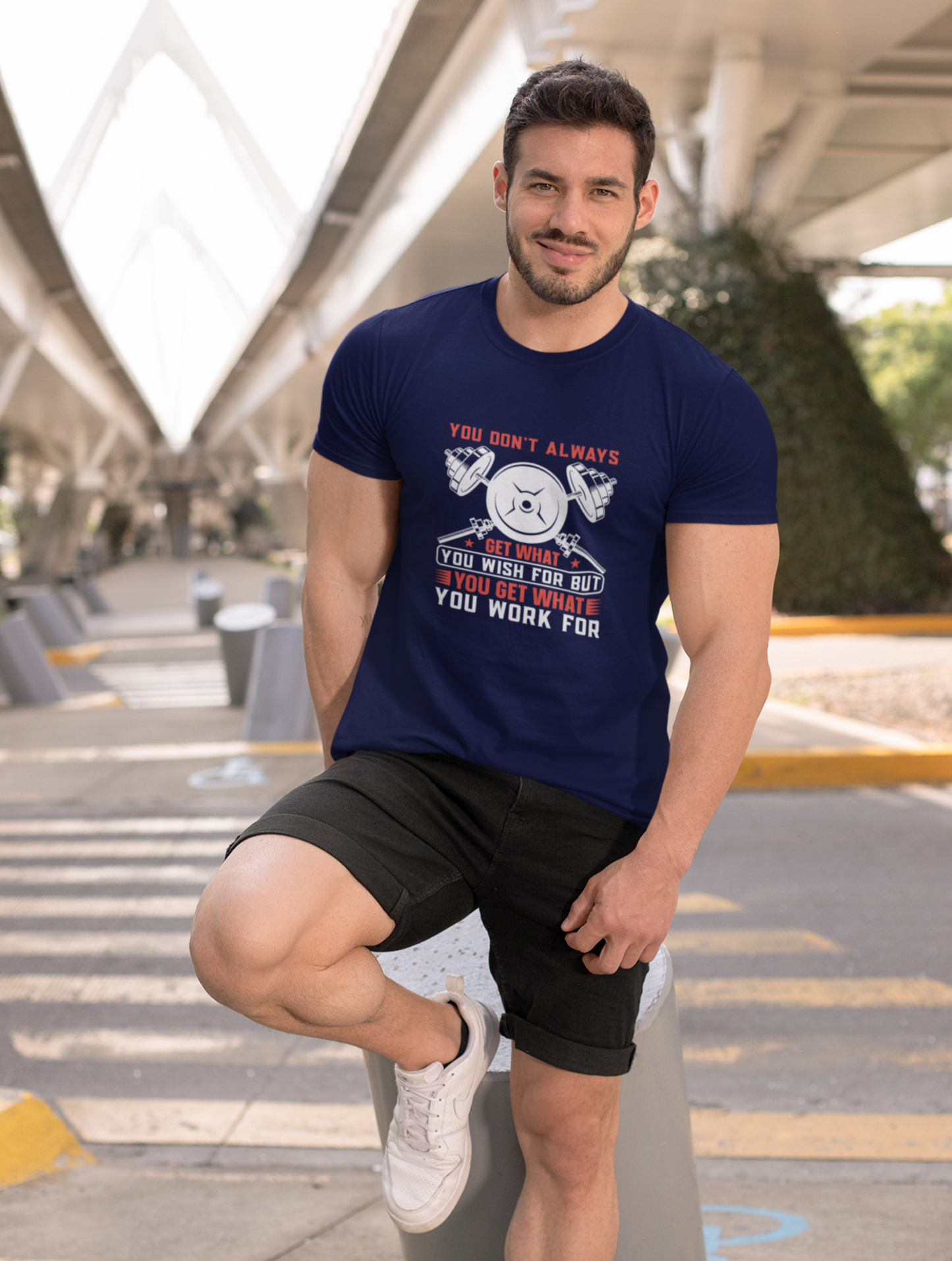 You Don't Always Motivational Regular Fit Navy Blue T-shirt